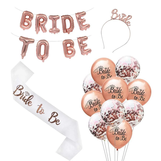 Sæt med dekorationer, polterabend - Bride to Be