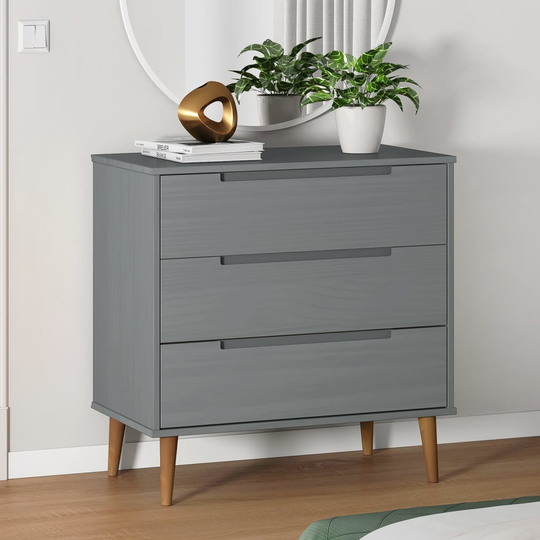 vidaXL kommode 80x40x80 cm massivt fyrretræ grå