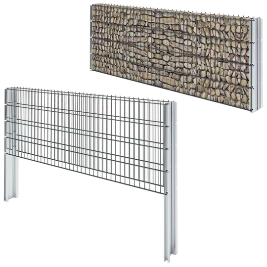 vidaXL 2D gabionhegn galvaniseret stål 2,008x0,83 m 10 m grå
