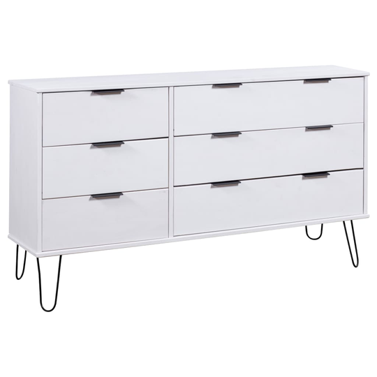 vidaXL kommode 119,3x39,5x73,6 cm massivt fyrretræ hvid