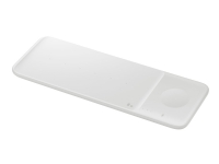 Samsung Wireless Charger Trio EP-P6300 - Trådløs opladningspude + AC-strømadapter - Fast Charge - hvid - for Galaxy Buds Live, Note20, S20, S20 5G, Watch 3, Z Flip 5G, Z Flip4, Z Fold2 5G, Z Fold4