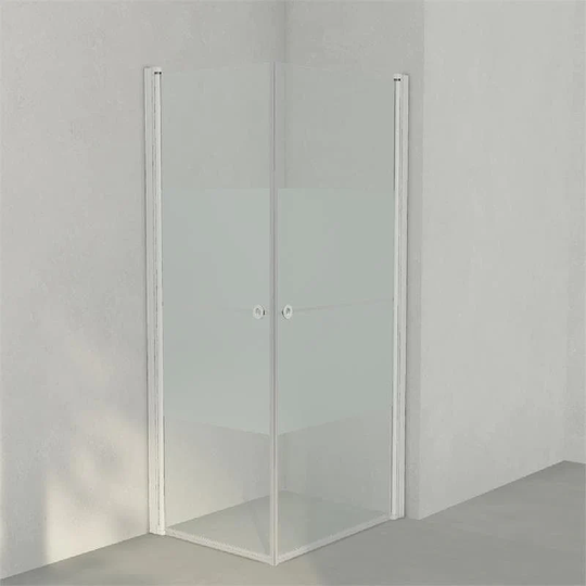 INR Iconic Nordic Rooms Dusjhjørne Linc Angel Original, Frostet/stripe Glass Hvit Matt / 70x90cm Stripe