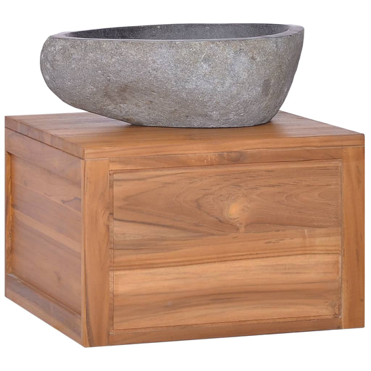 vidaXL væghængt badeværelsesskab 45x45x30 cm massivt teaktræ
