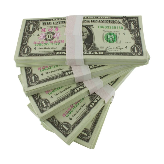 Legetøjspenge - 1 amerikanske dollar (100 sedler)