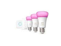 Philips Hue White and Color Ambiance Starter Kit - Trådløst belysningssæt - LED-lyspære x 3 - E27 - 9 W (tilsvarende 75 W) - klasse F - 16 millioner farver - 2000-6500 K
