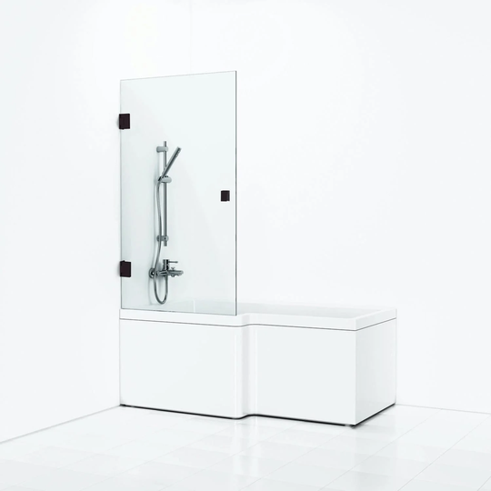 Svedbergs 180° Svingbar Badekarvegg 81cm Svart Matt / Klart Glass