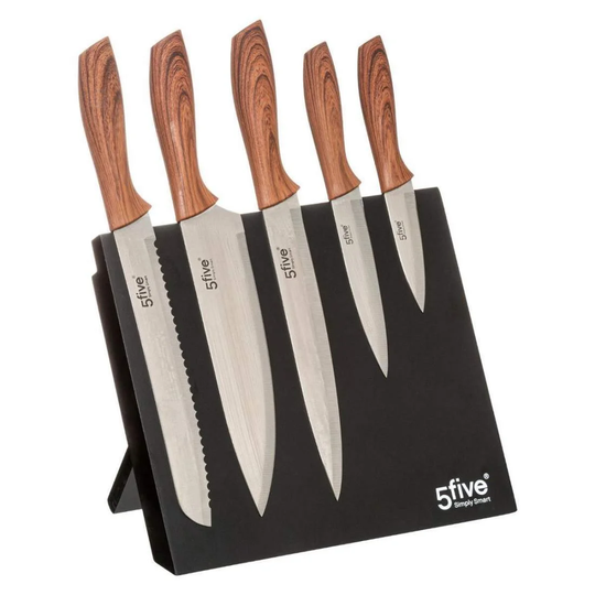5x knive med magnetisk knivstativ