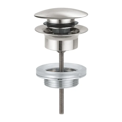 Grohe push-open bunnventil med overløp, supersteel