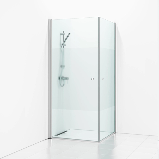 Svedbergs Skoga Dusjhjørne Rett Hullgrep Matt Aluminium / 90x90cm Halvfrostet Glass