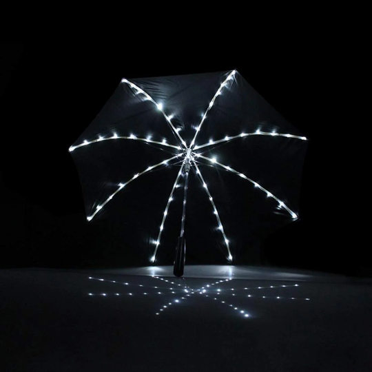 Paraply med 64 LED-lys - Sort