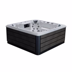 Vikingbad Nordlys Utendørs Spa: Sterling Silver/grå - FRP Lokk og Bluetooth Stereo