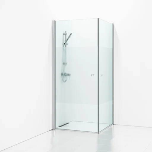 Svedbergs Skoga dusjhjørne 80 x 80 cm, halv frostet glass/matt alu, m/hullgrep