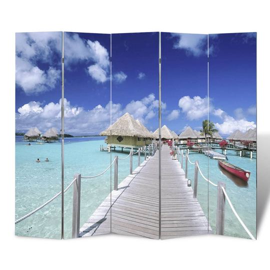 vidaXL foldbar rumdeler 200 x 170 strandmotiv