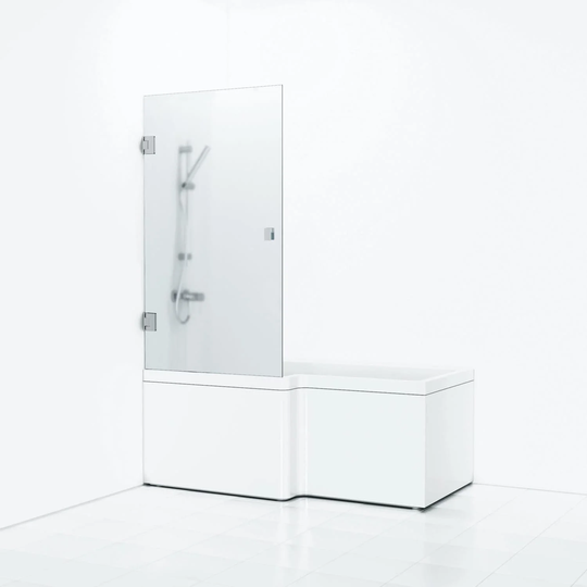 Svedbergs 180° Svingbar Badekarvegg 81cm Krom / Krystall Frostet Glass