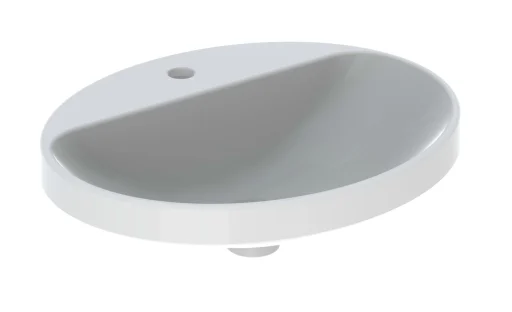 Geberit VariForm servant m/ tapphull, nedfelling, oval, 55x45 cm