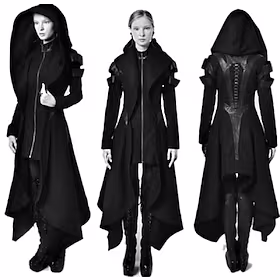 Pestelegen Store størrelser Årgang Punk og gotisk Kostymer i middelalderstil Steampunk 18. århundre Høst vinter Jakke Trenchcoat Dame Voksne Asymetrisk kant Ko