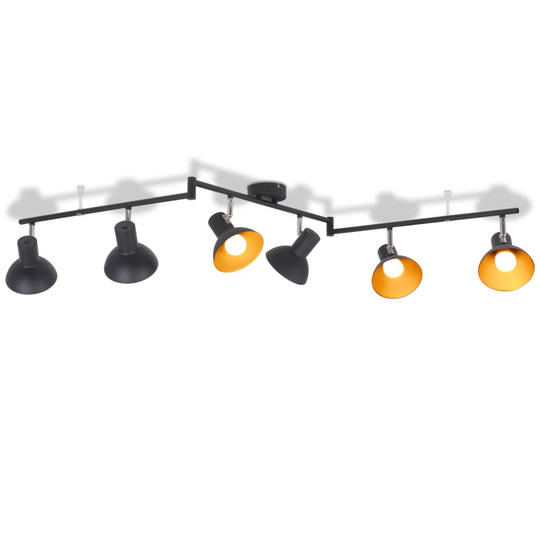 vidaXL loftslampe til 6 pærer E27 sort og guldfarvet