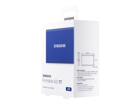 Samsung T7 MU-PC2T0H - SSD - krypteret - 2 TB - ekstern (bærbar) - USB 3.2 Gen 2 (USB-C stikforbindelse) - 256-bit AES - indigoblå