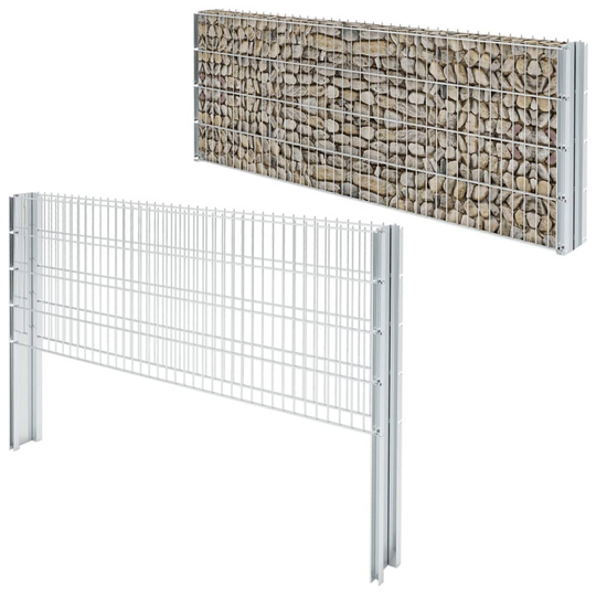 vidaXL 2D gabionhegn galvaniseret stål 2,008x0,83 m 2 m sølvfarvet
