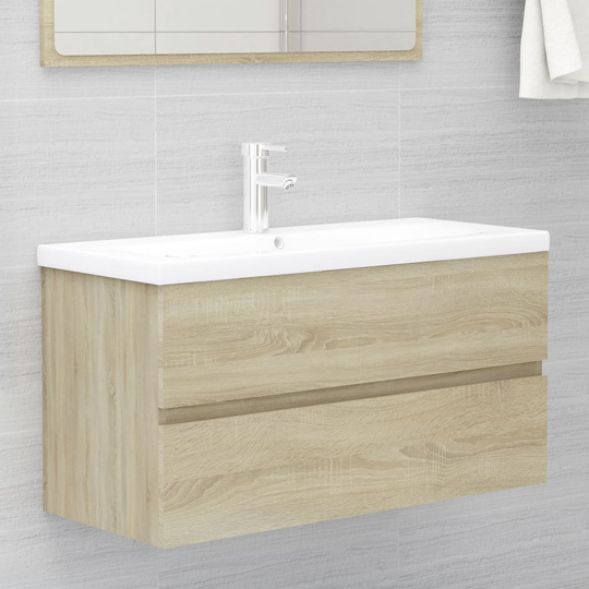 vidaXL vaskeskab 90x38,5x45 cm spånplade sonoma-eg
