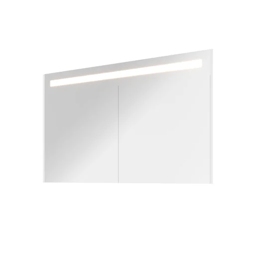 Sanibell Proline speilskab m/LED-belysning, 120x74cm, hvit høyglans paneler