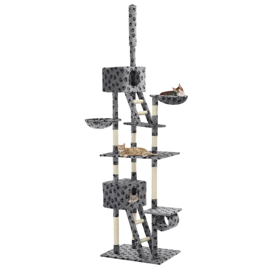 vidaXL kradsetræ til katte med sisal 230-260 cm grå poteprint