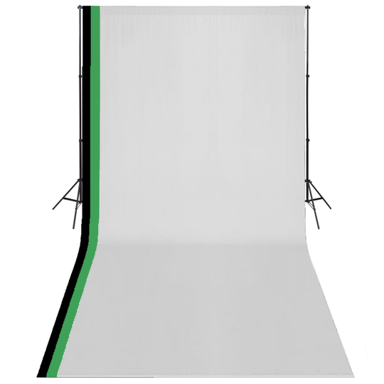 vidaXL studieudstyr 3 fotobaggrunde i bomuld justerbart stel 3 x 6 m