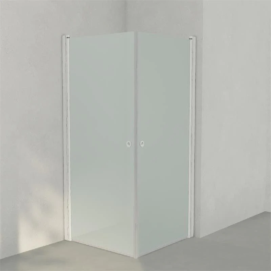 INR Iconic Nordic Rooms Dusjhjørne Linc Angel Original, Frostet/stripe Glass Hvit Matt / 90x90cm Frostet
