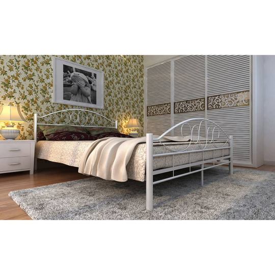 vidaXL seng med madras i memoryskum hvid metal 160 x 200 cm