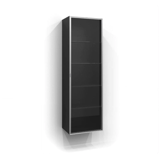Svedbergs Høyskap Vitrine Dør med Glass 160cm / 50cm Svart + Klart