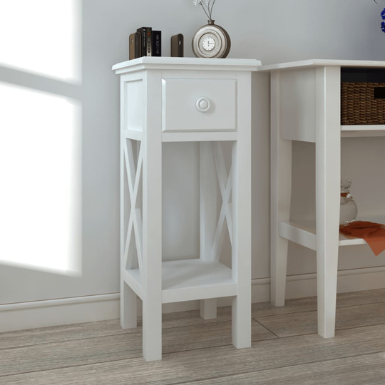 vidaXL sidebord med skuffe hvid