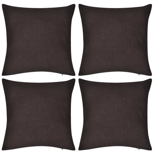 4 brune pudebetræk i bomuld 80 x 80 cm