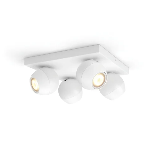 Philips Hue Buckram spotlampe inkl. lysdimmer, 4 spots, hvit