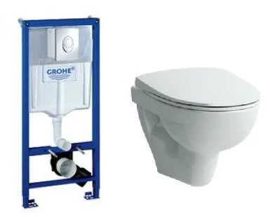 Komplet pakke m/GROHE sisterne, Betjeningsplate, Laufen Pro-N hengeskål og Soft Close sete