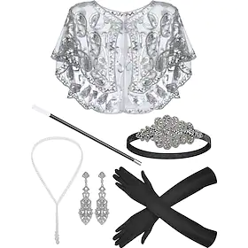 Den store Gatsby Charleston Retro / vintage 1950-tallet 1920-tallet Hodeplagg Kappe Party-kostyme Dame Kostume Årgang Cosplay Fest / aften Sjal Maskerade / Han