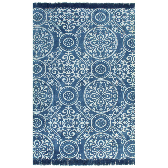 vidaXL kilim-tæppe med mønster bomuld 160 x 230 cm blå