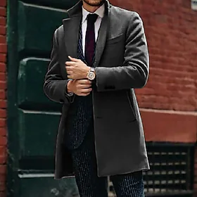 Herre Vinterfrakk Ytterfrakk Trenchcoat utendørs Virksomhet Vinter Høst Polyester Hold Varm Yttertøy Klær Gatemote Fritid Helfarge Quilting Hakkjakkeslag Enkel