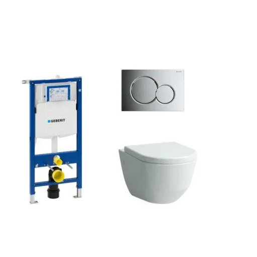 Komplett Pakke m/Geberit sisterne & Sigma01 Betjeningsplate, Laufen Pro Vegghengt Toalett & Soft Close Sete