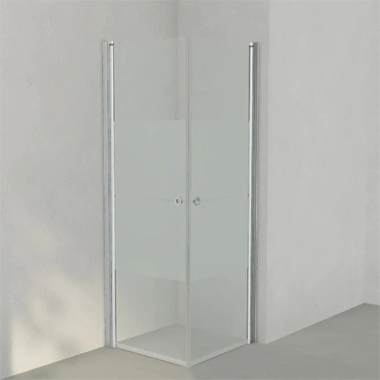INR Iconic Nordic Rooms Dusjhjørne Linc Angel Original, Frostet/stripe Glass Matt Aluminium / 70x70cm Stripe