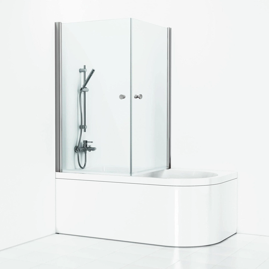 Svedbergs Skoga Dusjhjørne for Badekar Matt Aluminium / Klart Glass
