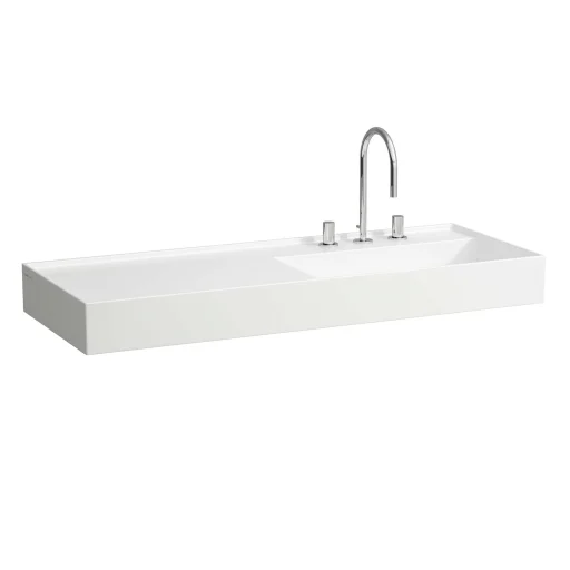 Kartell Laufen håndvask, 120x46 cm, hylle til venstre, rengjøringsvennlig, hvit