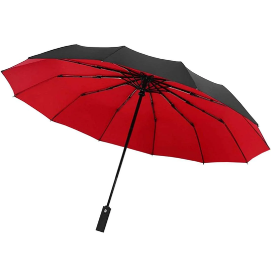 Paraply, Kompakt - 105 cm - Sort / Rød