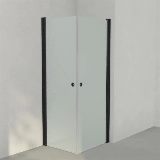 INR Iconic Nordic Rooms Dusjhjørne Linc Angel Original, Frostet/stripe Glass Svart Matt / 70x80cm Frostet