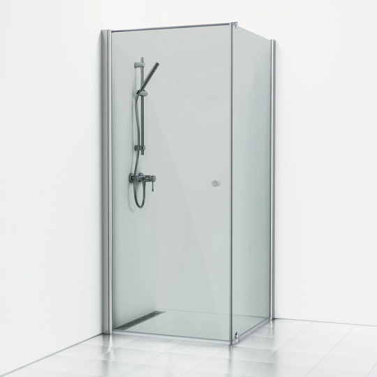 Svedbergs Skoga Dusjhjørne Kombi (Vegg+dør) - Røkfarget Glass Krom / 93x80cm