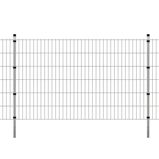 vidaXL 2D paneler og pæle til havehegn, 2.008x1.230 mm, 20 m, sølvgrå