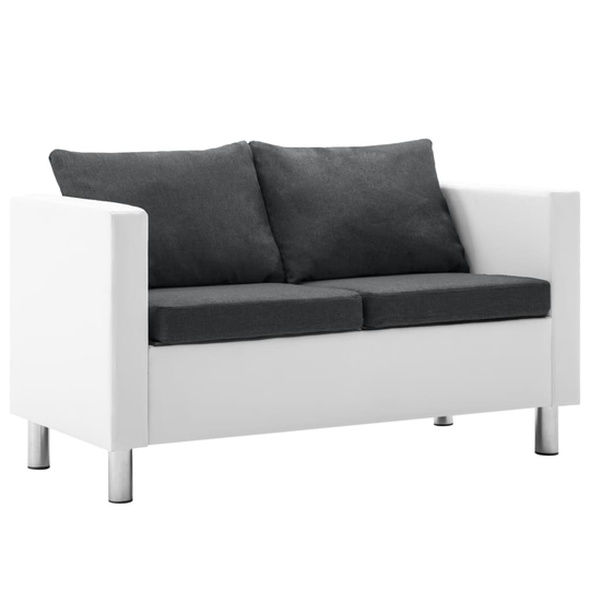 vidaXL 2-personers sofa kunstlæder hvid og mørkegrå