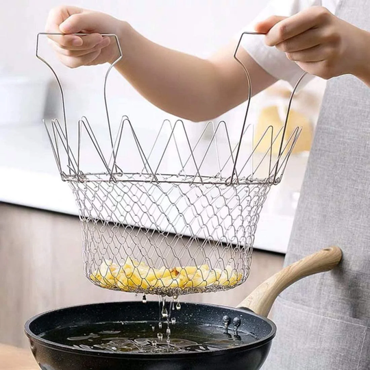 Udvidelig Friturekurv i Rustfrit Stål - 23 cm