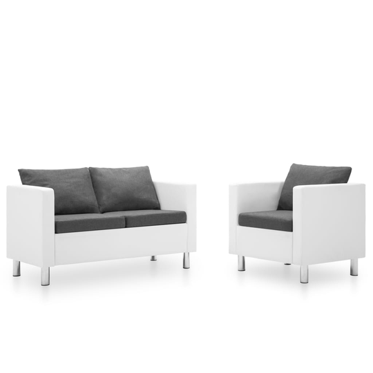 vidaXL sofasæt i 2 dele kunstlæder hvid og lysegrå