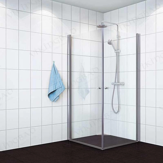 Vikingbad Mats Dusjhjørne Rett H195cm Sølv / 100x100cm Klart Glass
