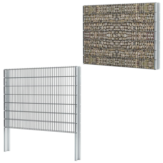 vidaXL 2D gabionhegn galvaniseret stål 2,008x1,43 m 8 m grå